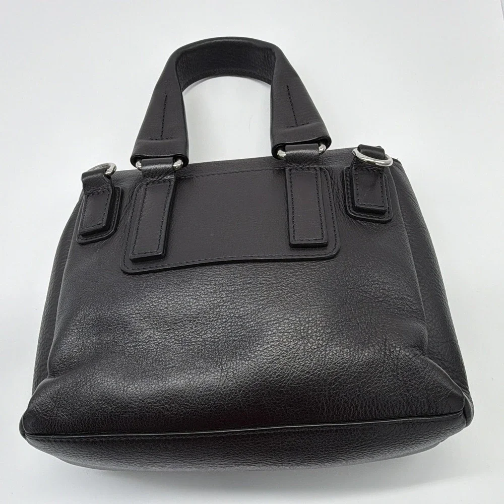 Givenchy Y2K  Small Pandora Black Satchel Top Handle Bag Detachable Strap Silver